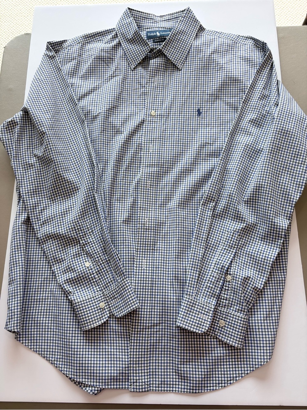 Polo by Ralph Lauren Navy and White Gingham Dress Shirt